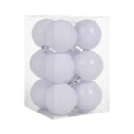 Σετ Χριστουγεννιάτικες μπάλες - 8cm - 12pcs - 326062 - White