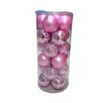 Σετ Χριστουγεννιάτικες μπάλες - 8cm - 24pcs - 326093 - Pink