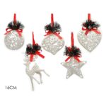 Στολίδι Κρεμαστό Με Glitter Λευκό Πλαστικό 16cm Σε 5 Σχέδια - 1 τεμ. - Image 2