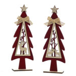 Χριστουγεννιάτικο Ξύλινο Διακοσμητικό Δέντρο Κόκκινο 30cm Σε 2 Σχέδια - 1 τεμ.