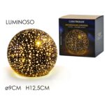 Μπάλα Φωτιζόμενη Με Micro LED Μπαταρίας Μαύρο/Χρυσό Γυαλί Φ9x12.5cm - 1 τεμ.