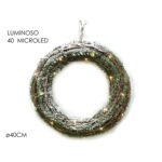 Στεφάνι Χιονισμένο Με 40 Micro LED Πράσινο/Λευκό Φ40cm - 1 τεμ.