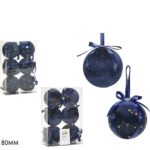 Χριστουγεννιάτικη Μπάλα Μπλε 80mm Σετ 6Τμχ Σε 2 Σχέδια - 1 τεμ.