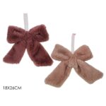 Στολίδι Κρεμαστό Φιόγκος Ροζ Γούνα 18x26cm Σε 2 Αποχρώσεις - 1 τεμ.