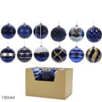 Χριστουγεννιάτικη Μπάλα Μπλε 150mm Σε 12 Σχέδια - 1 τεμ.