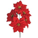 Μπουκέτο με 5 Αλεξανδρινά Βελουτέ 32cm ø13cm Xmasfest 1131122 - 2 τεμ.