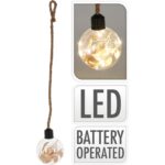 Μπάλα Με 10 Θερμά LED Με Σχοινί 1m Μπαταρίας Διάφανο Γυαλί - 1 τεμ.
