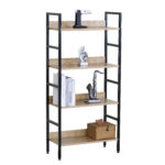 Ραφιέρα ArteLibre TYNDALL Με 4 Ράφια 60X27.6X126cm Δρυς/Μαύρο Μοριοσανίδα/Μέταλλο - 1 τεμ.