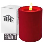 Κερί Κορμός LED Βελουτέ Κόκκινο 10 x ø7,5cm Homie 57522 - 1 τεμ.
