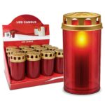 Κερί Αφιέρωσης LED Κόκκινο 13,5 x ø5,8cm Homie 57524 - 12 τεμ.