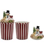 Χριστουγεννιάτικη Διακοσμητική Θήκη Χιονάνθρωπος Φ15x28cm - 1 τεμ.