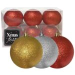 Μπάλα Gliter πακ=6τεμ 10cm ø10cm Xmasfest 1132101 - 1 τεμ.