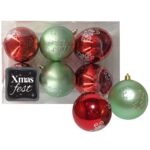 Μπάλες Ντεκόρ 2 Πράσινες & 4 Κόκκινες φ8 ø8cm Xmasfest 1132776 - 1 τεμ.