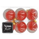Μπάλες με Γέμιση Κόκκινο Χιόνι πακ=6τεμ φ6cm ø6cm Xmasfest 1132840 - 1 τεμ.