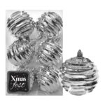 Μπάλες Σμιλεμένες Ασημί πακ=6τεμ φ8 ø8cm Xmasfest 1133578 - 1 τεμ.