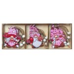 Στολίδια Ξύλινα Gnome ροζ σετ=9 τεμ Display 8cm Xmasfest 1133681 - 1 τεμ.