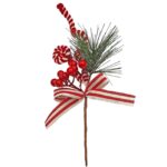 Κλαδί με Φιόγκο & γκι 30cm Xmasfest 1133758 - 10 τεμ.