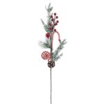 Κλαδί με Γλειφιτζούρι, Κουκουνάρι, γκι 70cm Xmasfest 1133895 - 1 τεμ.