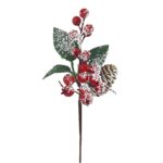 Κλαδί με γκι Χιονισμένα & Κουκουνάρι 27cm Xmasfest 1133897 - 1 τεμ.