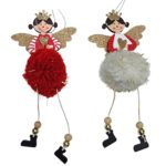 Στολίδι Ξύλινο Αγγελάκι με Φουντωτή Μπάλα 20x9cm Xmasfest 1134031 - 1 τεμ.