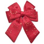 Φιόγκος Κόκκινος Διπλός Χρυσά Σχέδια 33x25cm Xmasfest 1134177 - 1 τεμ.