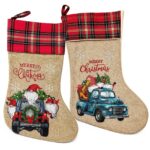 Μπότα Xmas Λινάτσα με Καρό & Σχέδιο 47x26cm Xmasfest 1134298 - 1 τεμ.